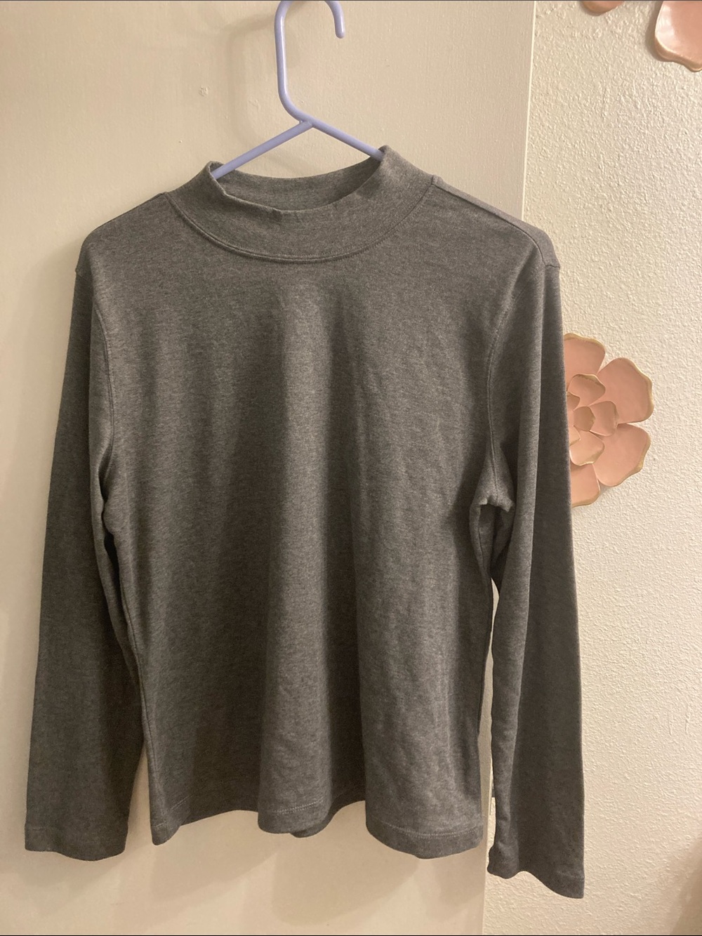 Rebecca Malone Long-Sleeve Mock Neck Top - Gray NWT